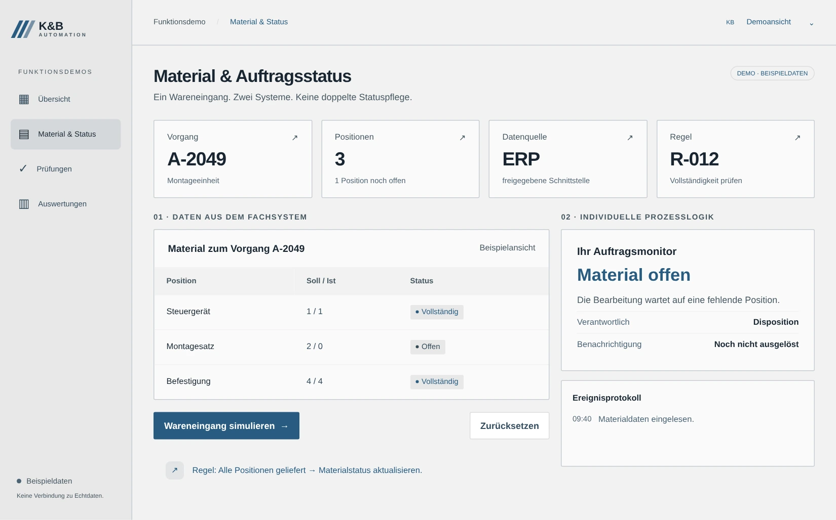 Screenshot der Prozesse verbinden-Demo